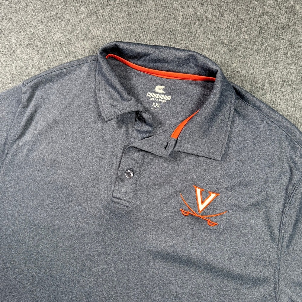 Virginia Cavaliers UVA Colosseum Polo Mens XXL Grey Embroidered Performance